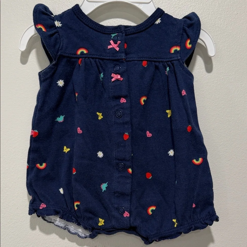 Navy Rainbow & Fruit Baby Romper